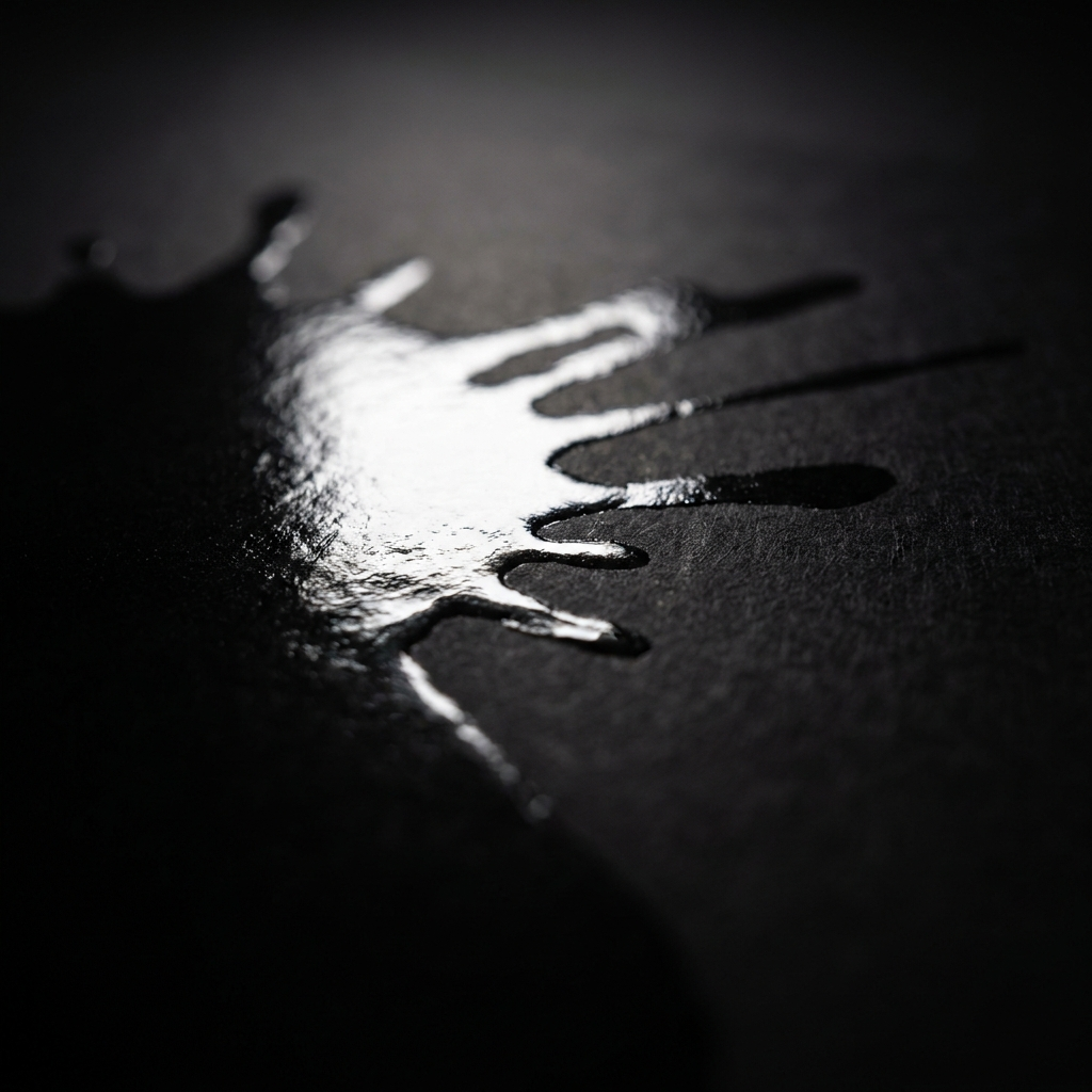 Glossy spot UV logo catching the light on a matte black soft touch folder cover